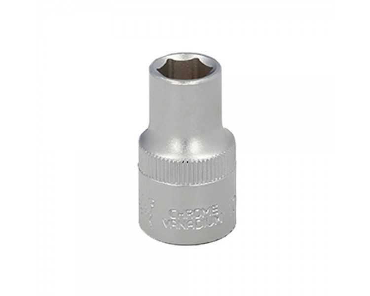 Llave Vaso 1/2" Hexagonal 12 mm. Perfil de 6 caras. Acero Cromo Vanadio, Aristas Redondas