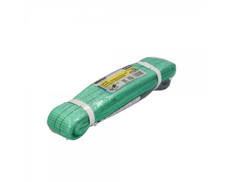 Eslinga Plana Doble Banda 2.000 Kg. Factor Seguridad 7:1, Longitud: 2 Metros Ancho 6 cm. 100% Poliester. Color Verde