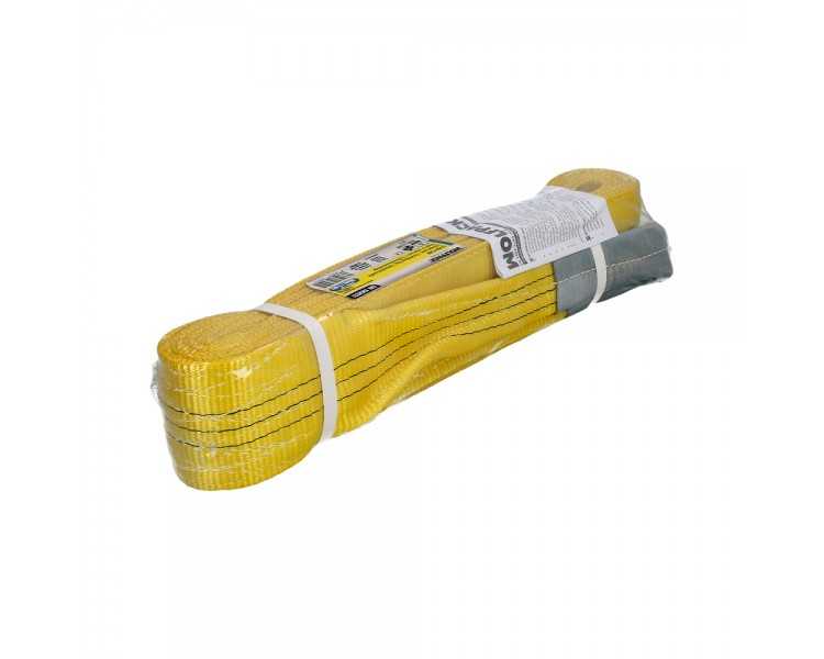 Eslinga Plana Doble Banda 3.000 Kg. Factor Seguridad 7:1, Longitud: 5 Metros Ancho 9 cm. 100% Poliester. Color Amarilla