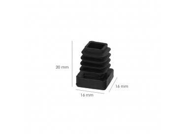 Contera Interior Plastico Cuadrada 16x16 mm. Color Negro. Bolsa 200 Unidades. Contera Mesa, Silla, Muebles, Estanteria