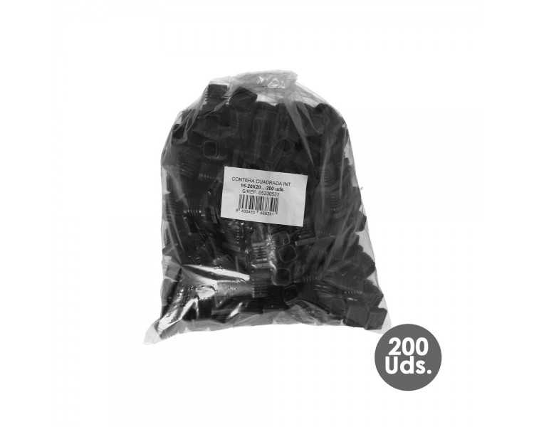 Contera Interior Plastico Cuadrada 20x20 mm. Color Negro. Bolsa 200 Unidades. Contera Mesa, Silla, Muebles, Estanteria