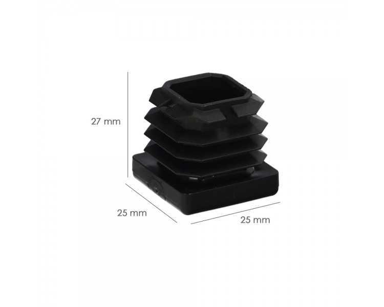 Contera Interior Plastico Cuadrada 25x25 mm. Color Negro. Bolsa 200 Unidades. Contera Mesa, Silla, Muebles, Estanteria
