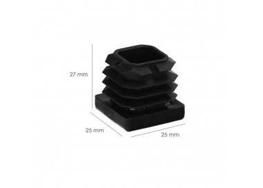 Contera Interior Plastico Cuadrada 25x25 mm. Color Negro. Bolsa 200 Unidades. Contera Mesa, Silla, Muebles, Estanteria