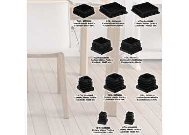 Contera Interior Plastico Cuadrada 25x25 mm. Color Negro. Bolsa 200 Unidades. Contera Mesa, Silla, Muebles, Estanteria