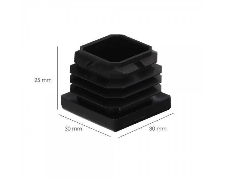 Contera Interior Plastico Cuadrada 30x30 mm. Color Negro. Bolsa 200 Unidades. Contera Mesa, Silla, Muebles, Estanteria