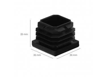 Contera Interior Plastico Cuadrada 35x35 mm. Color Negro. Bolsa 200 Unidades. Contera Mesa, Silla, Muebles, Estanteria