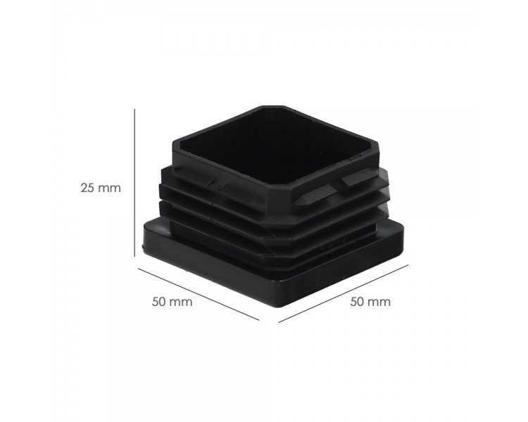 Contera Interior Plastico Cuadrada 50x50 mm. Color Negro. Bolsa 100 Unidades. Contera Mesa, Silla, Muebles, Estanteria