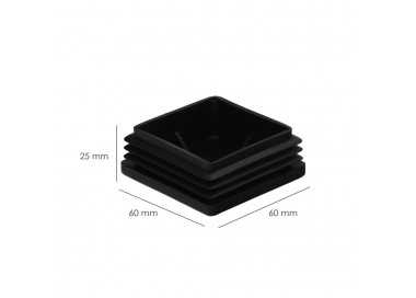 Contera Interior Plastico Cuadrada 60x60 mm. Color Negro. Bolsa 50 Unidades. Contera Mesa, Silla, Muebles, Estanteria