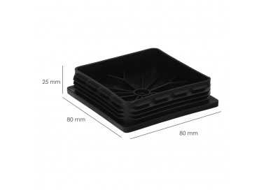Contera Interior Plastico Cuadrada 80x80 mm. Color Negro. Bolsa 25 Unidades. Contera Mesa, Silla, Muebles, Estanteria