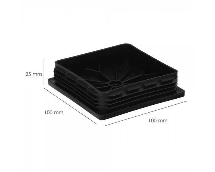 Contera Interior Plastico Cuadrada 100x100 mm. Color Negro. Bolsa 25 Unidades. Contera Mesa, Silla, Muebles, Estanteria
