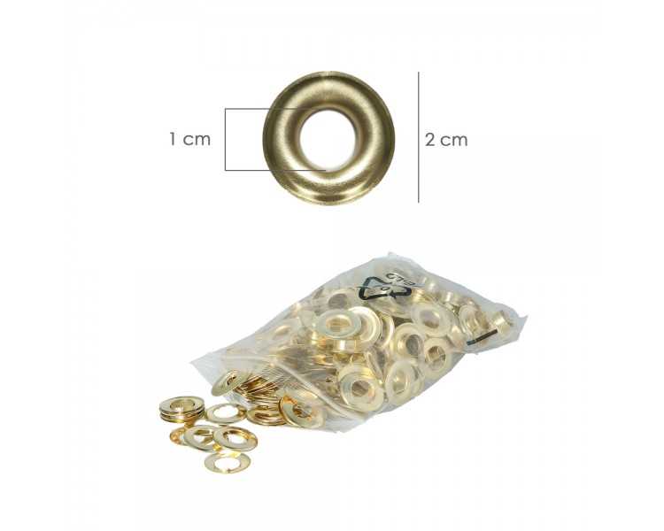 Ojetes / Ojales Metalicos Grandes Para Lona Ø Interior 10 mm. (Bolsa 100 Unidades)