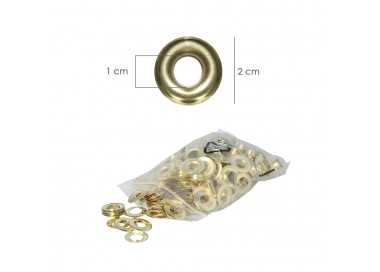 Ojetes / Ojales Metalicos Grandes Para Lona Ø Interior 10 mm. (Bolsa 100 Unidades)