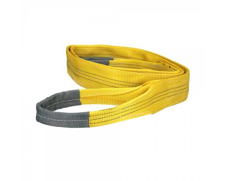 Eslinga Plana Doble Banda 3.000 Kg. Factor Seguridad 7:1, Longitud: 4 Metros Ancho 9 cm. 100% Poliester. Color Amarilla