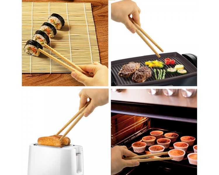 Pinzas De Cocina de Bambu Natural 20 cm.