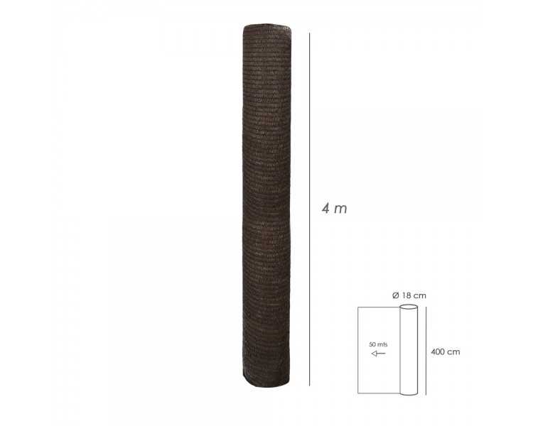 Malla Sombreo Rollo 4 x 50 metros, Reduce Radiación, Protección Jardín y Terraza, Regula Temperatura, Color Marrón