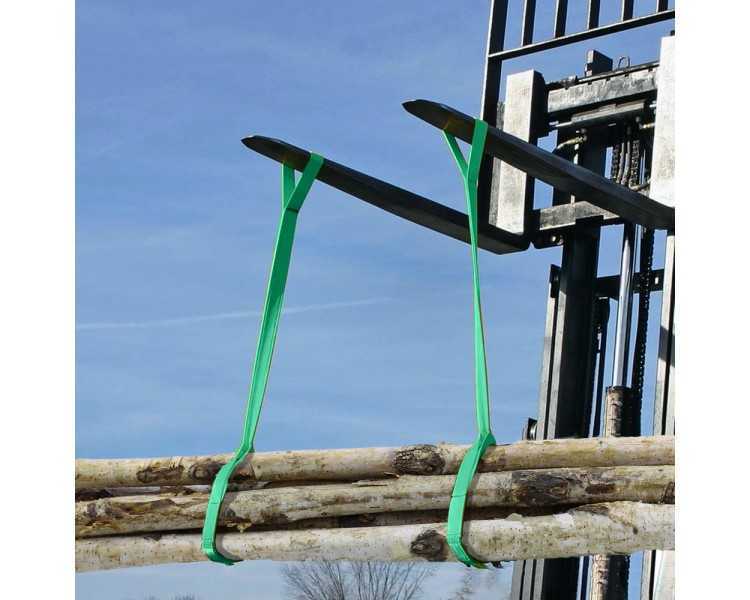 Eslinga Plana Doble Banda 2.000 Kg. Factor Seguridad 7:1, Longitud: 5 Metros Ancho 6 cm. 100% Poliester. Color Verde