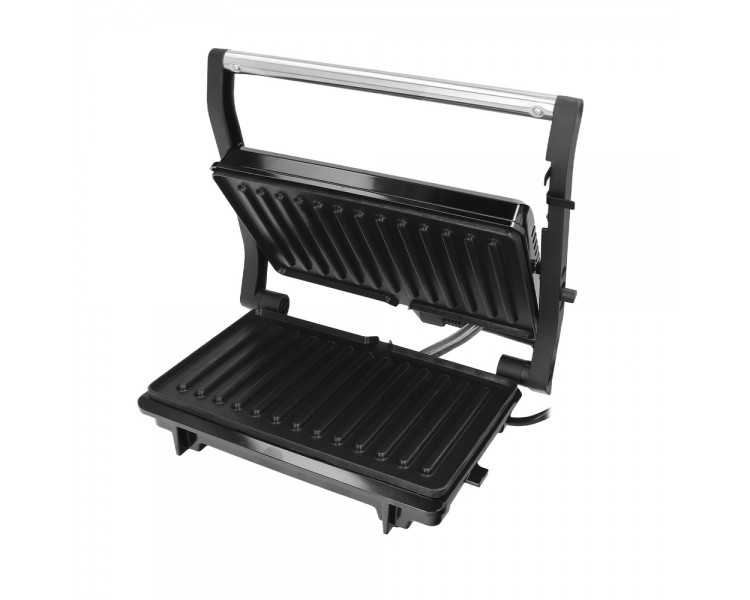 Sandwichera Grill Doble 1000w Parilla Eléctrica, Panini Press Grill, 1000w, Placa Antiadherente, Apertura 180º