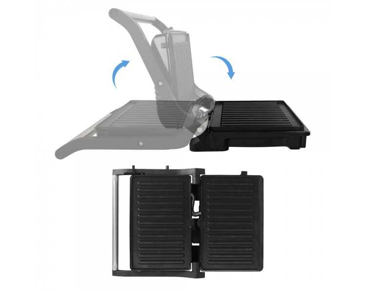 Sandwichera Grill Doble 1000w Parilla Eléctrica, Panini Press Grill, 1000w, Placa Antiadherente, Apertura 180º