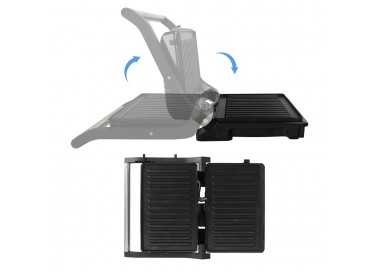 Sandwichera Grill Doble 1000w Parilla Eléctrica, Panini Press Grill, 1000w, Placa Antiadherente, Apertura 180º