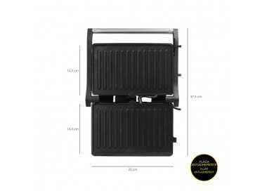 Sandwichera Grill Doble 1000w Parilla Eléctrica, Panini Press Grill, 1000w, Placa Antiadherente, Apertura 180º