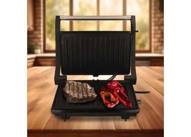 Sandwichera Grill Doble 1000w Parilla Eléctrica, Panini Press Grill, 1000w, Placa Antiadherente, Apertura 180º