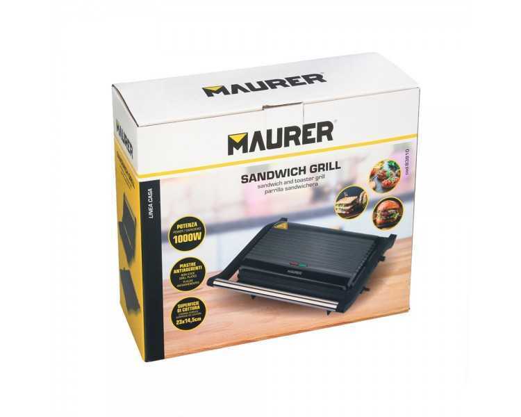 Sandwichera Grill Doble 1000w Parilla Eléctrica, Panini Press Grill, 1000w, Placa Antiadherente, Apertura 180º