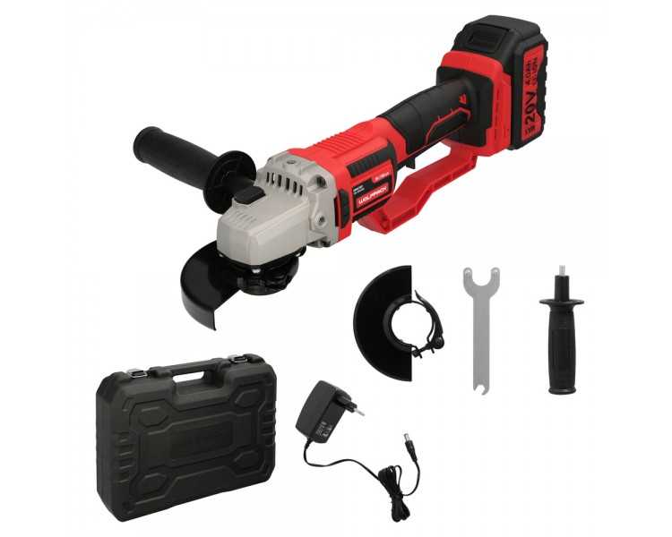 Amoladora A Bateria 20 Volt. Con Bateria 4.0 Ah. Ø 115 mm. 7.000 R.P.M. Mango 3 Posiciones Eje M14 Protector Disco Ajustable