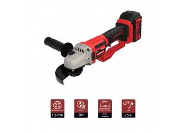 Amoladora A Bateria 20 Volt. Con Bateria 4.0 Ah. Ø 115 mm. 7.000 R.P.M. Mango 3 Posiciones Eje M14 Protector Disco Ajustable