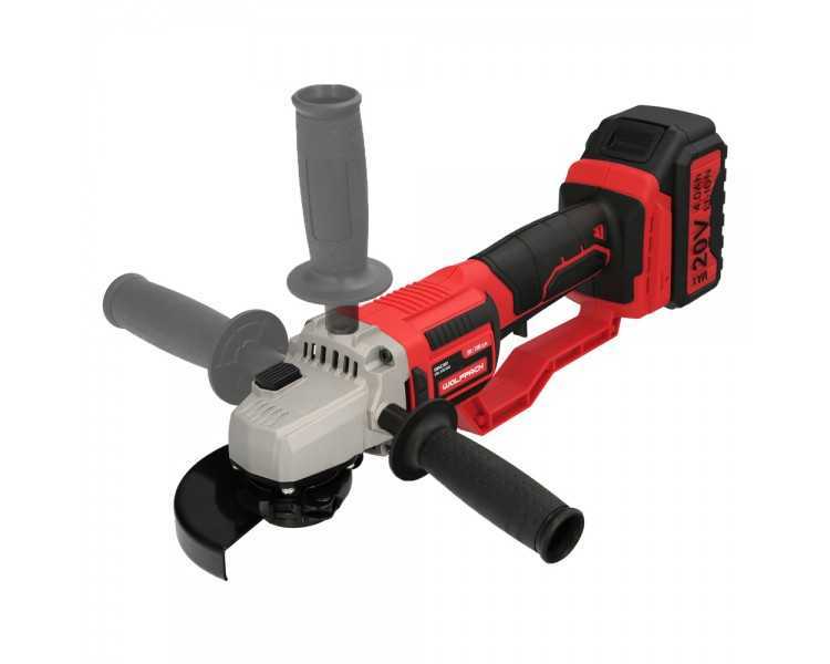 Amoladora A Bateria 20 Volt. Con Bateria 4.0 Ah. Ø 115 mm. 7.000 R.P.M. Mango 3 Posiciones Eje M14 Protector Disco Ajustable