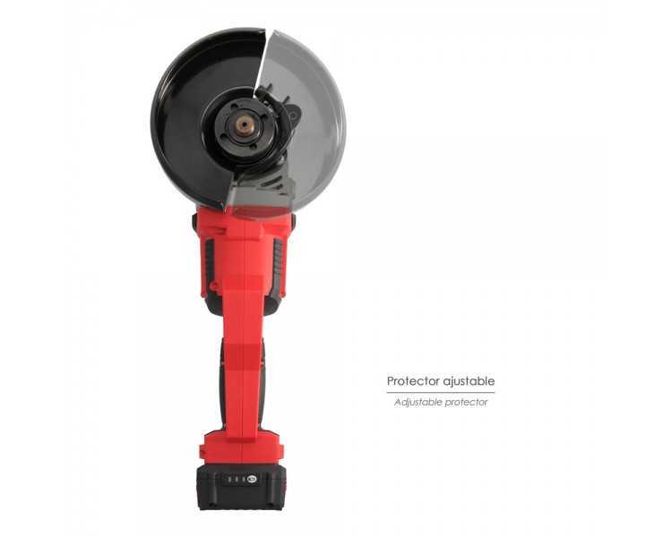 Amoladora A Bateria 20 Volt. Con Bateria 4.0 Ah. Ø 115 mm. 7.000 R.P.M. Mango 3 Posiciones Eje M14 Protector Disco Ajustable