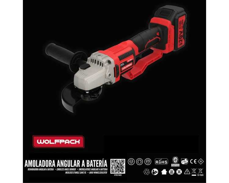 Amoladora A Bateria 20 Volt. Con Bateria 4.0 Ah. Ø 115 mm. 7.000 R.P.M. Mango 3 Posiciones Eje M14 Protector Disco Ajustable