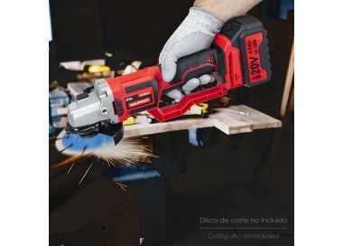 Amoladora A Bateria 20 Volt. Con Bateria 4.0 Ah. Ø 115 mm. 7.000 R.P.M. Mango 3 Posiciones Eje M14 Protector Disco Ajustable