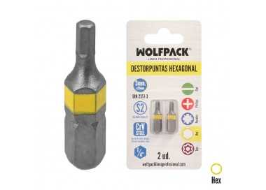 Puntas Destornillador Hexagonal 3,0 mm. (2 Piezas). Acero S2 al Cromo Vanadio. Puntas Hexagonales, Destorpuntas,