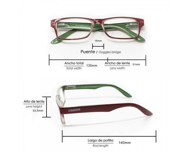 Gafas Lectura Kansas Rojo / Verde. Aumento +3,5 Gafas De Vista, Gafas De Aumento, Gafas Visión Borrosa