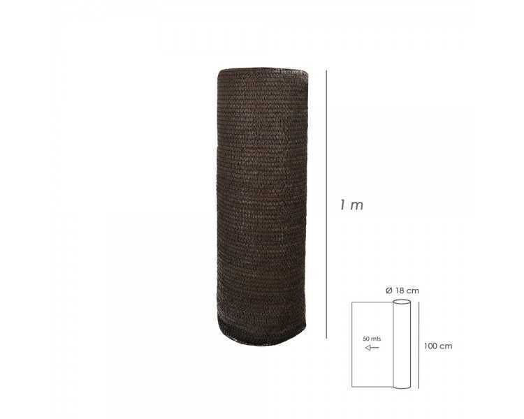 Malla Sombreo Rollo 1 x 50 metros, Reduce Radiación, Protección Jardín y Terraza, Regula Temperatura, Color Marrón