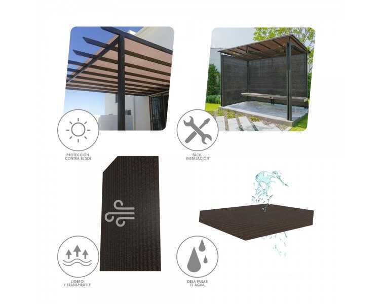 Malla Sombreo Rollo 1 x 50 metros, Reduce Radiación, Protección Jardín y Terraza, Regula Temperatura, Color Marrón