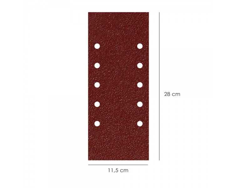 Lija Recambio Con Velcro 115x280 mm. con Agujeros Grano  40 (10 Piezas)