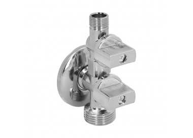 Llave De Escuadra Doble Salida 3/4" y 3/8". Entrada De 1/2". Llave De Paso Doble, Llave Angular Doble, Toma Lavadora Doble.