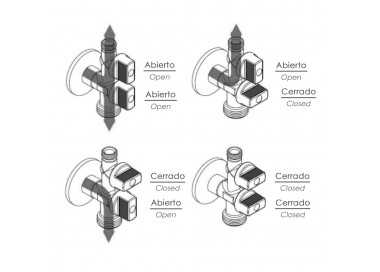 Llave De Escuadra Doble Salida 3/4" y 3/8". Entrada De 1/2". Llave De Paso Doble, Llave Angular Doble, Toma Lavadora Doble.