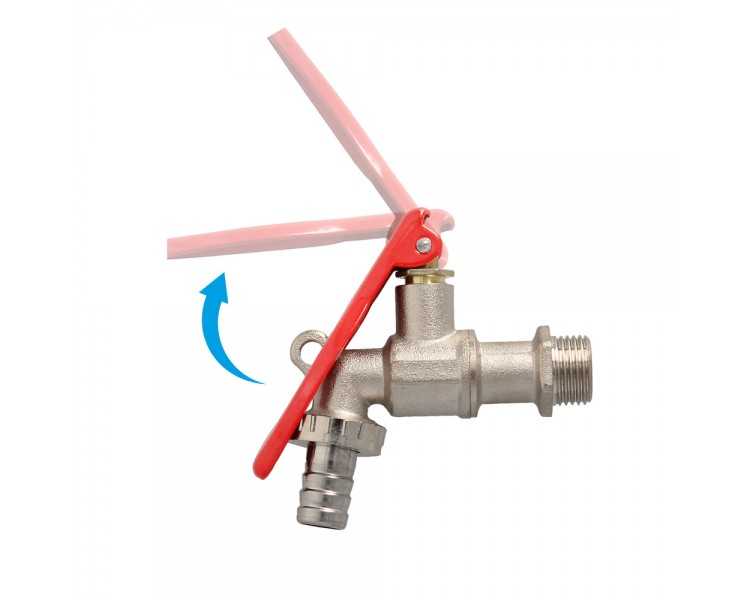 Grifo Esfera 1/2" Con Sistema De Bloqueo Por Candado Grifo Jardin Exterior, Grifo Con Bloqueo y Conector Manguera