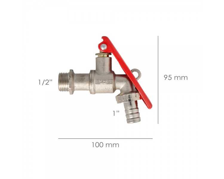 Grifo Esfera 1/2" Con Sistema De Bloqueo Por Candado Grifo Jardin Exterior, Grifo Con Bloqueo y Conector Manguera
