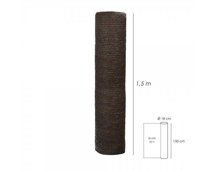 Malla Sombreo Rollo 1,5 x 50 metros, Reduce Radiación, Protección Jardín y Terraza, Regula Temperatura, Color Marrón