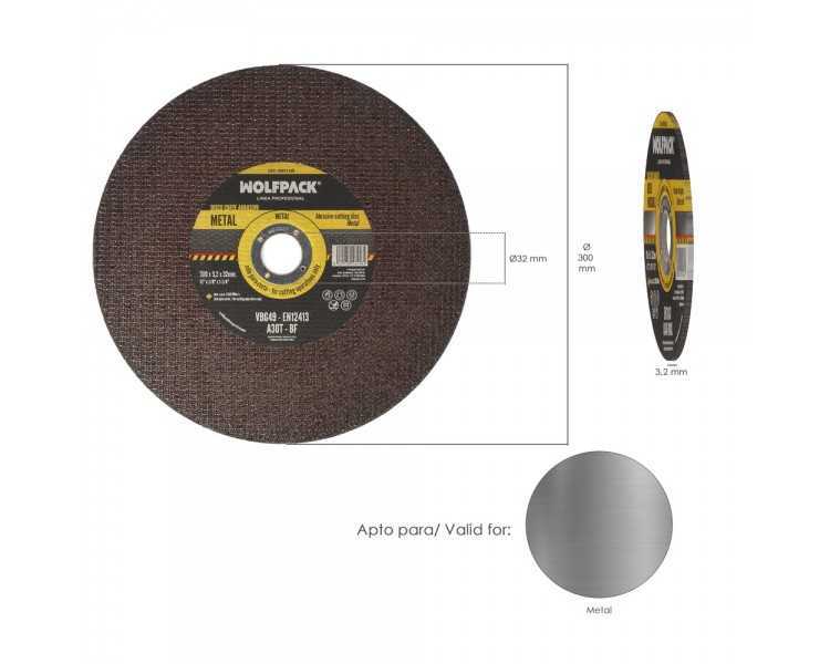 Disco Corte Abrasivo  Metal Ø 300 x Ø 32 mm. Espesor 3,2 mm. Disco Radial / Amoladora Universal Con Todas Las Amoladoras