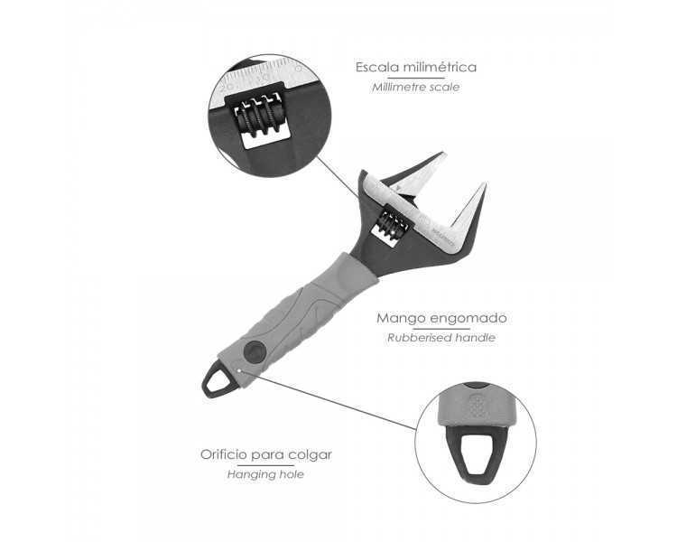Llave Ajustable Gran Apertura Compact. Cromo Vanadio 6" Llave Inglesa, Llave De Expansion, Llave Gran Apertura