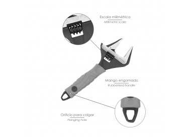 Llave Ajustable Gran Apertura Compact. Cromo Vanadio 6" Llave Inglesa, Llave De Expansion, Llave Gran Apertura