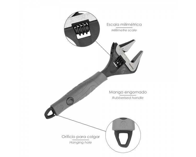 Llave Ajustable Gran Apertura Compact. Cromo Vanadio 8" Llave Inglesa, Llave De Expansion, Llave Gran Apertura