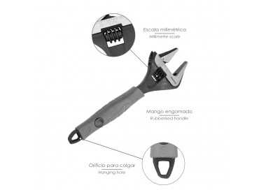Llave Ajustable Gran Apertura Compact. Cromo Vanadio 8" Llave Inglesa, Llave De Expansion, Llave Gran Apertura