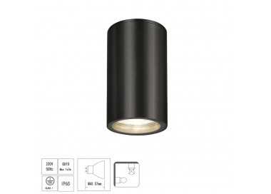 Lampara Techo Foco Gu10 Ip65 Negro Aplique Techo, Luz Jardín, Lámpara Jardín, Luz Exterior, Aplique Jardín