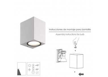 Lampara Aplique Cuadrado GU10 IP65 Color Blanco Aplique Techo, Luz Jardín, Lámpara Jardín, Luz Exterior, Aplique Jardín