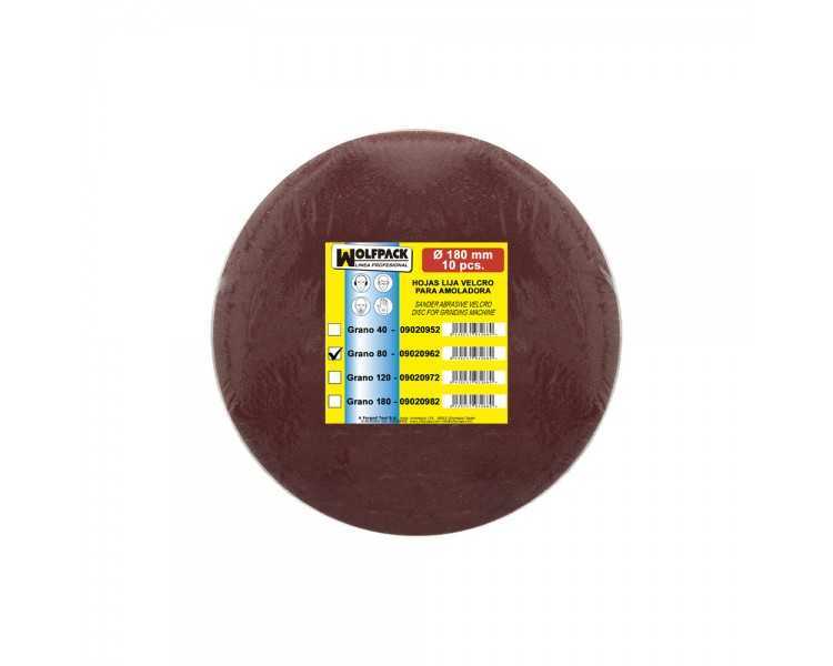 Lija Recambio Velcro Amoladora Ø 180 mm. Grano  80 (10 Piezas)